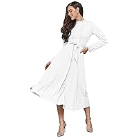 KOH KOH Womens Chic Long Sleeve Semi Formal Work Elegant Pockets Mini Midi Dress