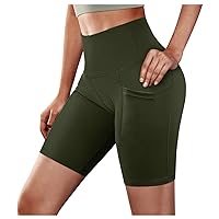FUPODD Women's Cycling Shorts with Pockets High Waist Sports Trousers Short Opaque Leggings Women's Push Up Sports Shorts Stretchy Hot Pants Comfortable for Summer Yoga Fitness Gym Summer Boxer Shorts