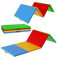 Signature Fitness 10ft x 4ft Four Fold Folding Exercise Mat with Carrying Handles for MMA, Gymnastics and Home Gym Protective Flooring, 2-inch Thick
