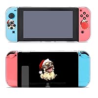 Christmas Pug Fashion Separable Case Compatible with Switch Anti-Scratch Dockable Hard Cover Grip Protective Shell