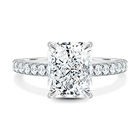 Kiara Gems 3 CT Radiant Colorless Moissanite Engagement Ring for Women/Her, Wedding Bridal Ring Sets, Eternity Sterling Silver Solid Gold Diamond Solitaire 4-Prong Sets, for Her