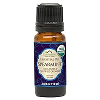US Organic 100% Pure Spearmint Essential Oil - USDA Certified Organic, Steam Distilled - W/Euro droppers (More Size Variations Available) (10 ml / .33 fl oz)