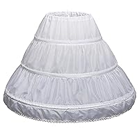 NNJXD 3 Hoops Girls Skirt Petticoat Crinoline Underskirt Wedding Accessories For Girls Ball Gown Elastic Waist White#