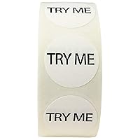 White Try Me Circle Dot Stickers, 3/4 Inch Round, 500 Labels on a Roll