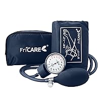 FriCARE Manual Blood Pressure Cuff for Home & Class Use - Aneroid Sphygmomanometer with Accurate Reading - Durable Adult BP Monitor, Nylon Cuff for Nursing Students with Carrying Case, 9-17 inch, Blue