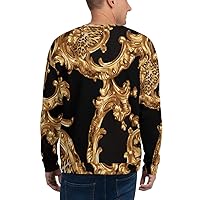 Unisex Sweatshirt For Men Women Streetwear Fashion Black Baroque Gold