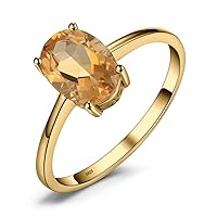 Class Natural Gemstone Garnet Peridot Amethyst Citrine Blue Topaz Birthstone Solitaire Engagement Rings for Women, Anniversary 14K Gold Plated 925 Sterling Silver Promise Rings for Her