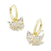 Kendra Scott Blair 14k Gold-Plated Butterfly Huggie Earrings in White Crystal, Fashion Jewelry for Women