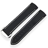 20mm 21mm Rubber Silicone Watch Strap Waterproof Watchband for IWC Mark LE Petit Prince Big Spitfire Bracelete Accessories (Color : Black White line, Size : 20mm)