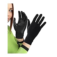Copper Compression Arthritis Gloves Full Finger Glove for Carpal Tunnel, Tendonitis, Hand Pain for Women & Men 1 Pair (Large) Black