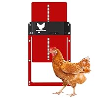 Automatic Chicken Door, Smart Light Sensor Control, Chicken Door Opener, Battery Operated, Multi Mode Chicken Flap, Evening and Morning Delayed Opening, IPX4 Waterproof (Red)