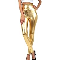 Sakkas Shiny Liquid Metallic High Waist Stretch Leggings - Made in USA