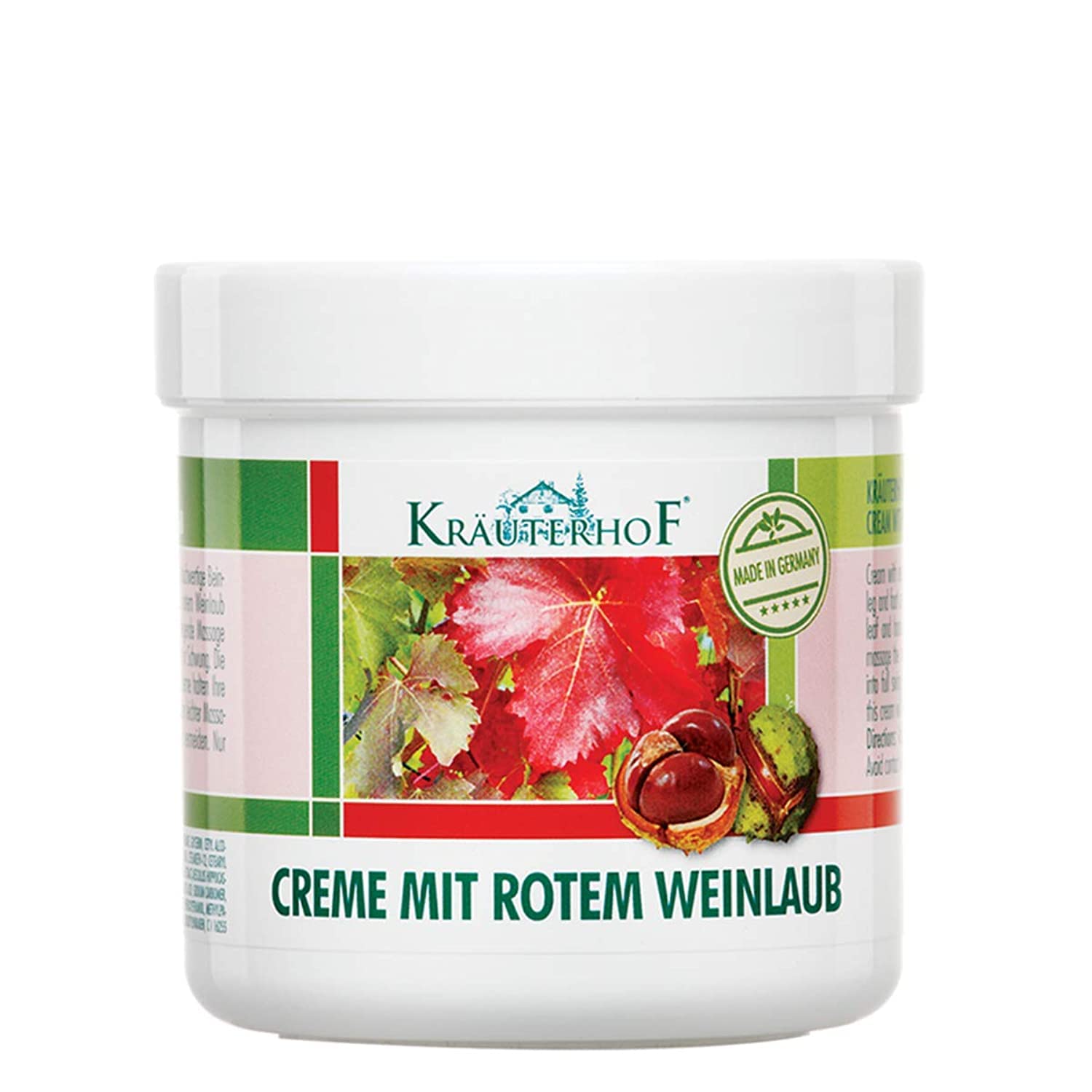 Krauterhof Horse Chestnut & Red Vine Cream for Varicose Veins, Aching Legs - 250ml, All Skin Types