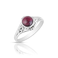 Red Garnet Birth Stone 925 Sterling Silver Handmade Promise Ring Anniversary Jewelry Gifts For Girls