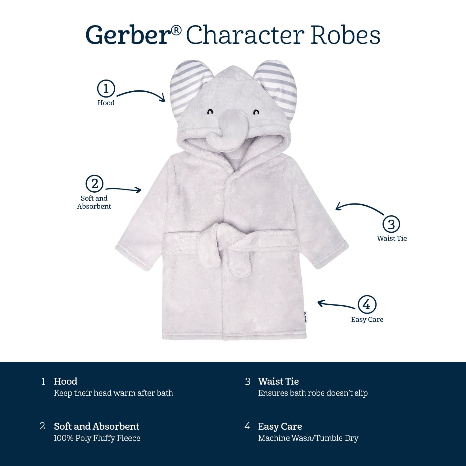 Gerber baby-girls Hooded Animal Character Bathrobe