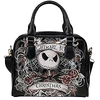 Women Shoulder Handbag Tote Bag - PU Leather Crossbody Bags with The Nigntmare Before Halloween Christamas Festivals Jack Pattern