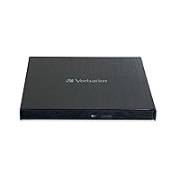 Verbatim External Slimline CD DVD Blu-Ray Writer USB 3.2 Gen 1 Drive M-Disc Ready Compatible with Windows 8/10/11 Mac OS X 10.6 or higher Blu-ray Burner with free 25GB Blu-ray disc