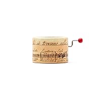 Hand-Crank Music Box - Medieval Script Round ‘La vie en rose’ Melody - Artisan Crafted. Hand crank music mechanism