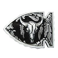 Vintage Black Enamel Arrowhead Bull Belt Buckle