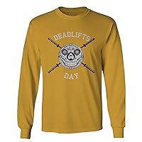 VICES AND VIRTUES Front Graphic Skull Deadlifts Day Fitness Gym Tough Workout Long Sleeve Men's