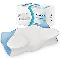 HOMFINE Cervical Memory Foam Pillow - Ergonomic Contour Pillow for Neck and Shoulder Pain Relief, Orthopedic Pillow for Neck Support, Butterfly Pillow for Side, Back Sleepers (Blue, Large)