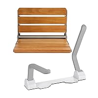 Dyna-Living 480lbs Load-Bearing Toilet Safety Rails for Elderly & 400lbs Load-Bearing Wall Mounted Folding Shower Seat Teak Wood