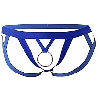 Men's Hollow Out Jockstrap Underwear Briefs with Metal Ring Harness Belt Strap G-String Underpants