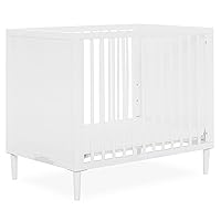 Lucas Mini Modern Crib with Rounded Spindles in White , 39x25.5x33 Inch (Pack of 1)