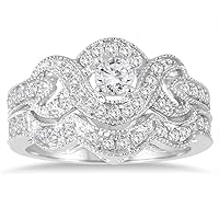 AGS Certified 5/8 Carat TW Diamond Infinity Bridal Set in 10K White Gold (K-L Color, I2-I3 Clarity)