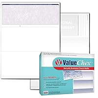 VersaCheck ValueChex Blank Check Paper - Form #1000 Business Voucher Check on Top - Blue - Classic - 250 Sheets/250 Checks