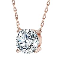 Solitaire Diamond Necklace for Women,1Carat Rose Gold Moissanite Pendant for Necklace,Lab Diamond Jewelry Sterling Silver Necklace Gift for Wife Girls