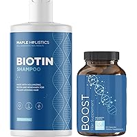 Biotin Vitamins and Shampoo for Thinning Hair - Sulfate Free Volumizing Shampoo with Tea Tree and Rosemary Essential Oils for Fine Thin Hair Care Plus Regrowth Biotin Vitamins for Hair Skin and Nails
