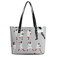 Womens Handbag Baseball Players Leather Tote Bag Top Handle Satchel Bags For Lady