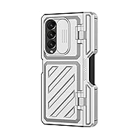 Case for Samsung Galaxy Z Fold 4 5G (2022), Heavy Duty Dual Layer Rugged Case with Built-in Camera Protection & Kickstand & S Pen Slot (Silver)