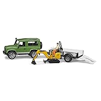 Bruder Land Rover Defender Rigid Drawbar Trailer Jcb Micro Excavator and Construction Worker for unisex-children