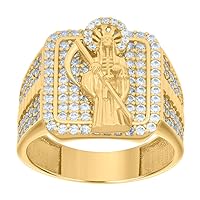 10k Yellow Gold Mens CZ Cubic Zirconia Simulated Diamond Death Angel Grim Reaper Religious Ring Measures 17.7mm Wide Jewelry for Men