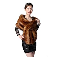 Women's Soft Long Faux Fox Fur Cape Shawl