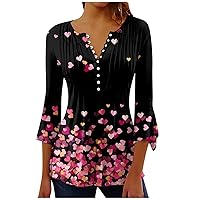 Womens Flowy Hem V Neck Shirts Short Sleeve Pleats Fashion Casual Blouse Tees Floral Printed Loose T-Shirt Tops