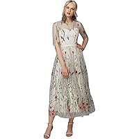 A-Line White Floral Holiday Cocktail Party Valentine's Day Dress