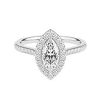 Riya Gems 3.50 CT Marquise Moissanite Engagement Ring Wedding Eternity Band Vintage Solitaire Halo Setting Silver Jewelry Anniversary Promise Ring Gift