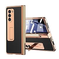 for Samsung Galaxy Z Fold 5 4 3 5G Case Kickstand,Full Hinge Protection with S Pen Holder & S Pen, Bracket Fold5 Heavy Duty Men Phone Cases Cover (Black,Z Fold 5)