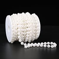 FQTANJU 22 Yards 10 mm Large White Pearls Faux Crystal Beads for Flowers Wedding Party Decoration
