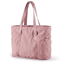 BAGSMART Women Tote Bag with Zipper Gym Bag Laptop Shoulder Handbag Nurse Yoga Bag with Yoga Mat Buckle for Sports,Work