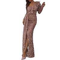Formal Dresses for Women Plus Size Long,Ladies' Solid Color Foil Print Maxi Dress with Womens Long Mother of Th