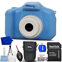 Ultimaxx Digital Video Recorder Camera Kids Teens Beginners with Games 32GB Micro SD Holiday (Blue, Bundle)