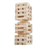 Hey! Play! Nontraditional Giant Wooden Blocks Tower Stacking Game, Outdoor Yard Game, for Adults, Kids, Boys and Girls,Brown