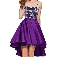 Camouflage High Low Bridesmaid Dresses for Wedding Guest Spaghetti Straps