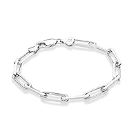 Miabella Solid 925 Sterling Silver Italian 5mm Paperclip Link Chain Bracelet for Women Men, Made in Italy