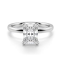 Siyaa Gems 2 CT Radiant Cut Colorless Moissanite Engagement Rings Wedding Birdal Ring Diamond Ring Anniversary Solitaire Halo Accented Promise Antique Gold Silver Ring Gift