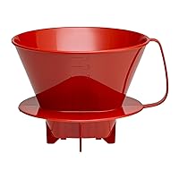 Fino Pour-Over Coffee Brewing Filter Cone, Number 4-Size, Red, Brews 8 to 12-Cups